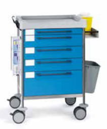SOLO Behandlungswagen m. 5 Schubladen, blau - Bild 1